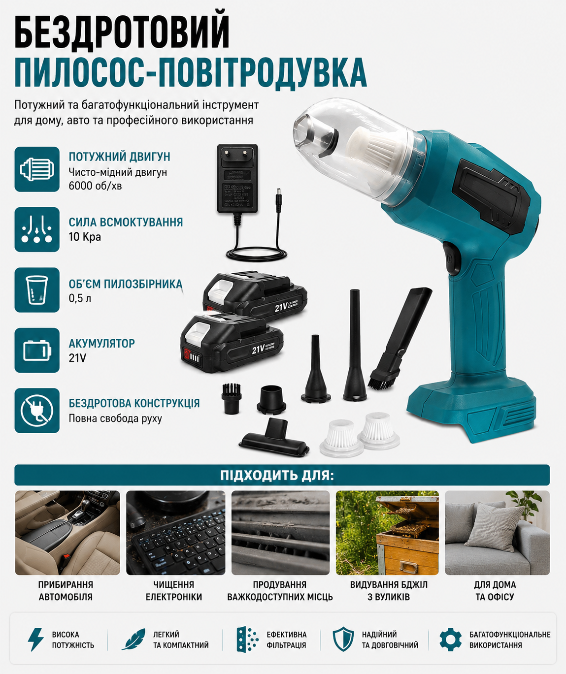 Беспроводной пылесос воздуходувка купить Украина